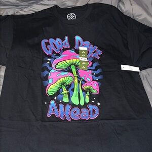 Graphic Tee with Colorful Mushroom Design